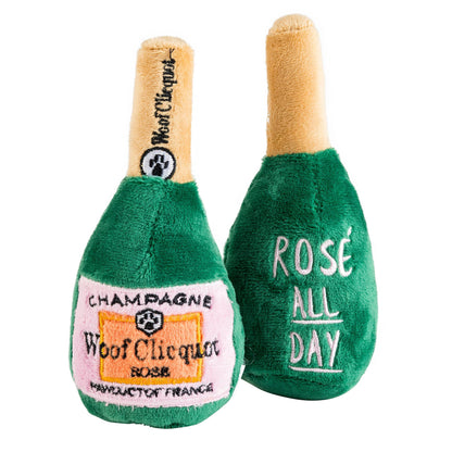 Woof Clicquot Rose' Champagne Bottle Squeaker Dog Toy - Crew LaLa