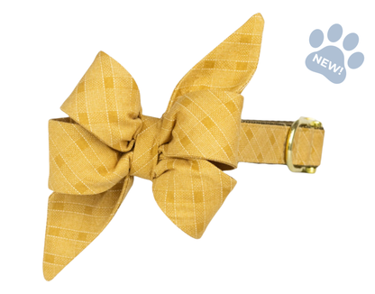 Old Gold Plaid Belle Bow Collar