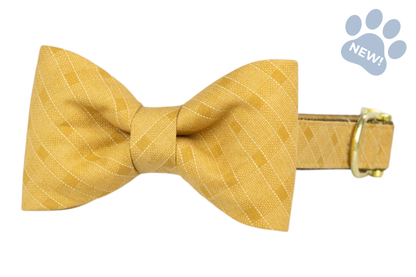 Old Gold Plaid Bow Tie Collar