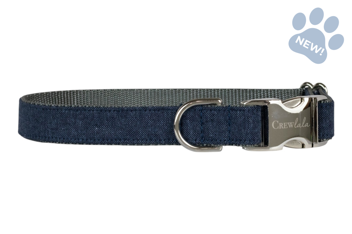 Indigo Blue Linen Bow Tie Collar