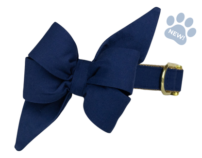 Navy Blue Belle Bow Dog Collar