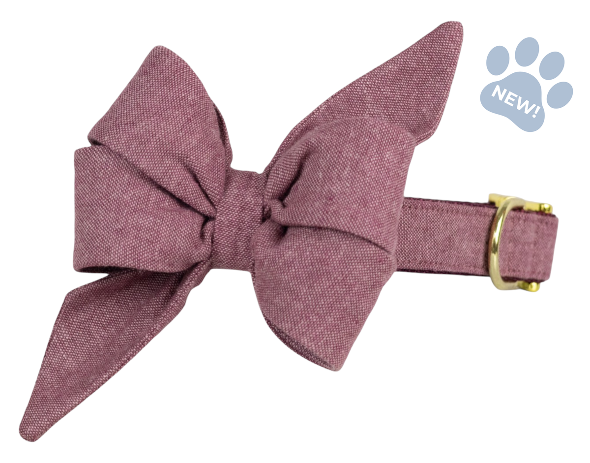 Merlot Linen Belle Bow Collar