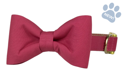 Deep Rose Bow Tie Dog Collar