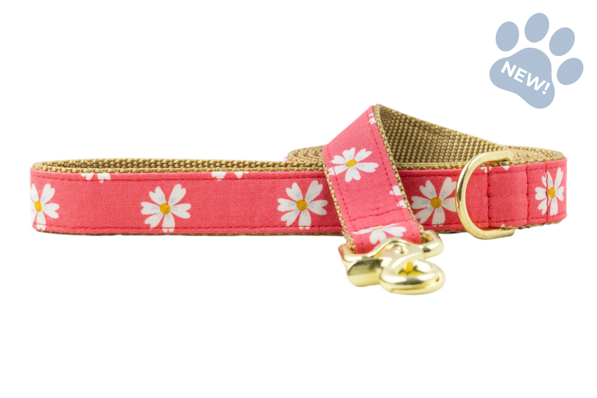 Coral Daisies Dog Leash - Crew LaLa