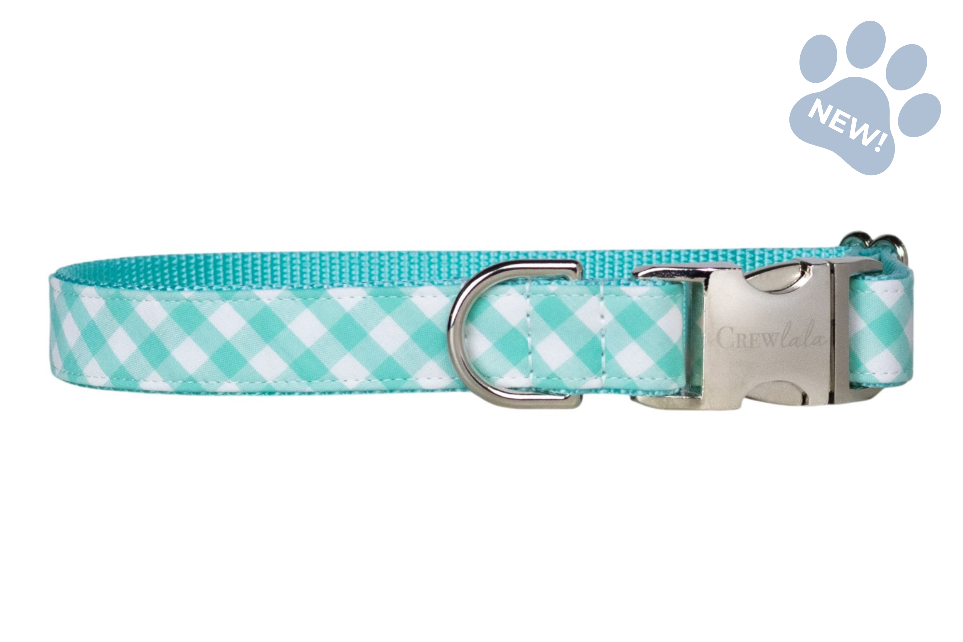 Seafoam Picnic Plaid Belle Bow Dog Collar