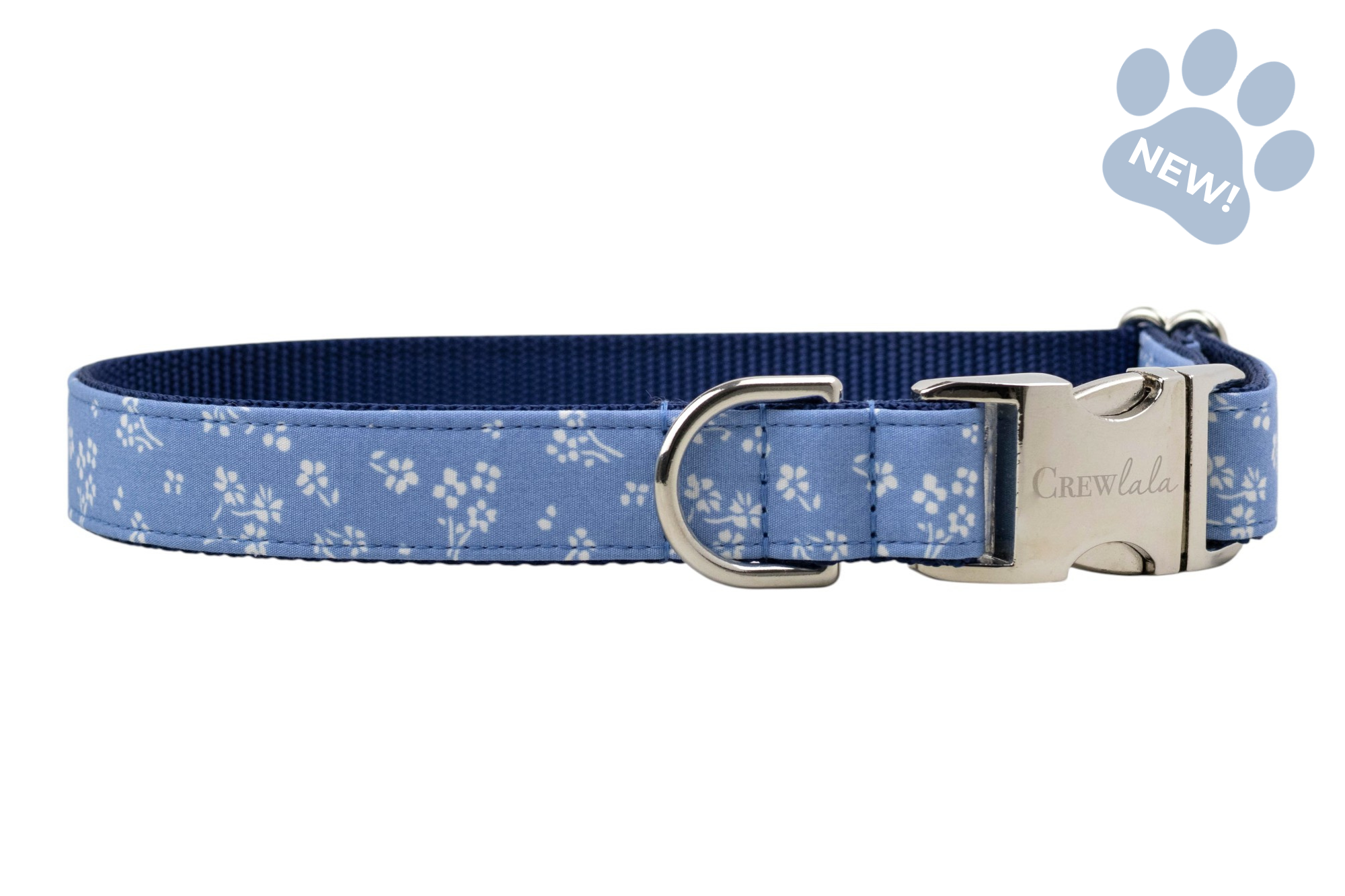French Blue Blooms Dog Collar - Crew LaLa