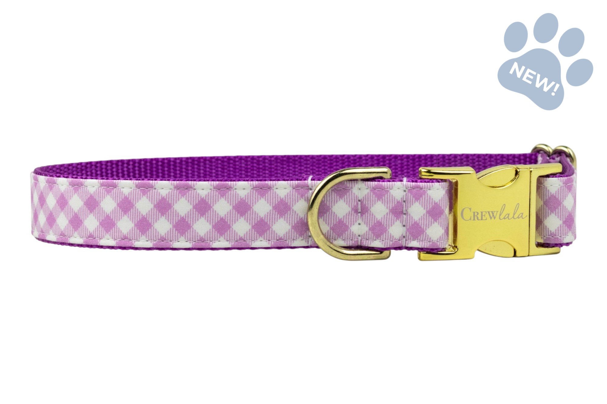 Violet Gingham Dog Collar - Crew LaLa