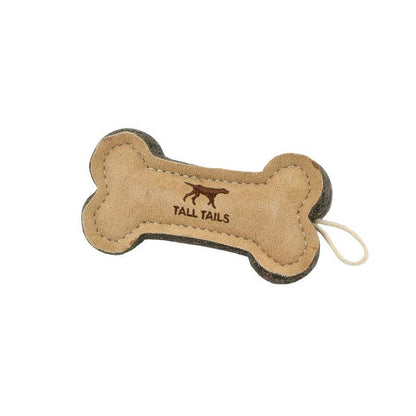 Natural Leather & Wool Bone Toy - 6" - Crew LaLa