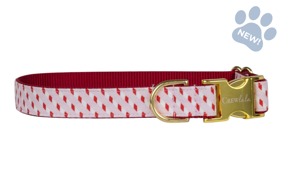 Pink Candy Cane Stripe Dog Collar
