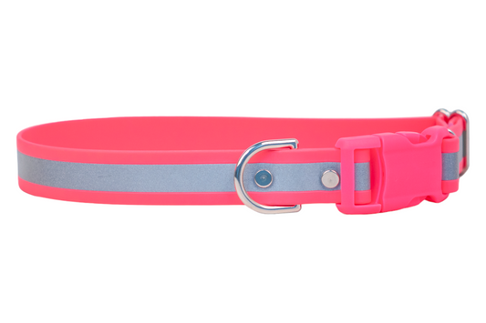 Reflective Neon Pink Biothane Collar - Crew LaLa