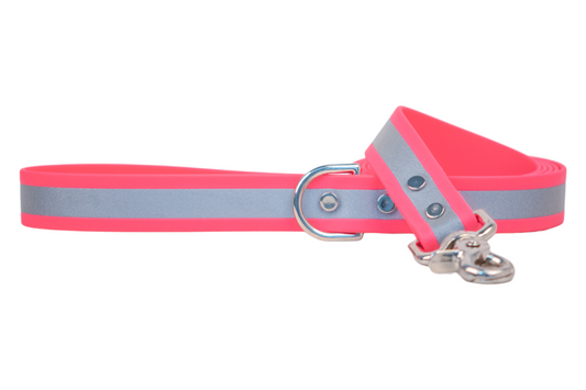 Reflective Neon Pink Biothane Leash - Crew LaLa