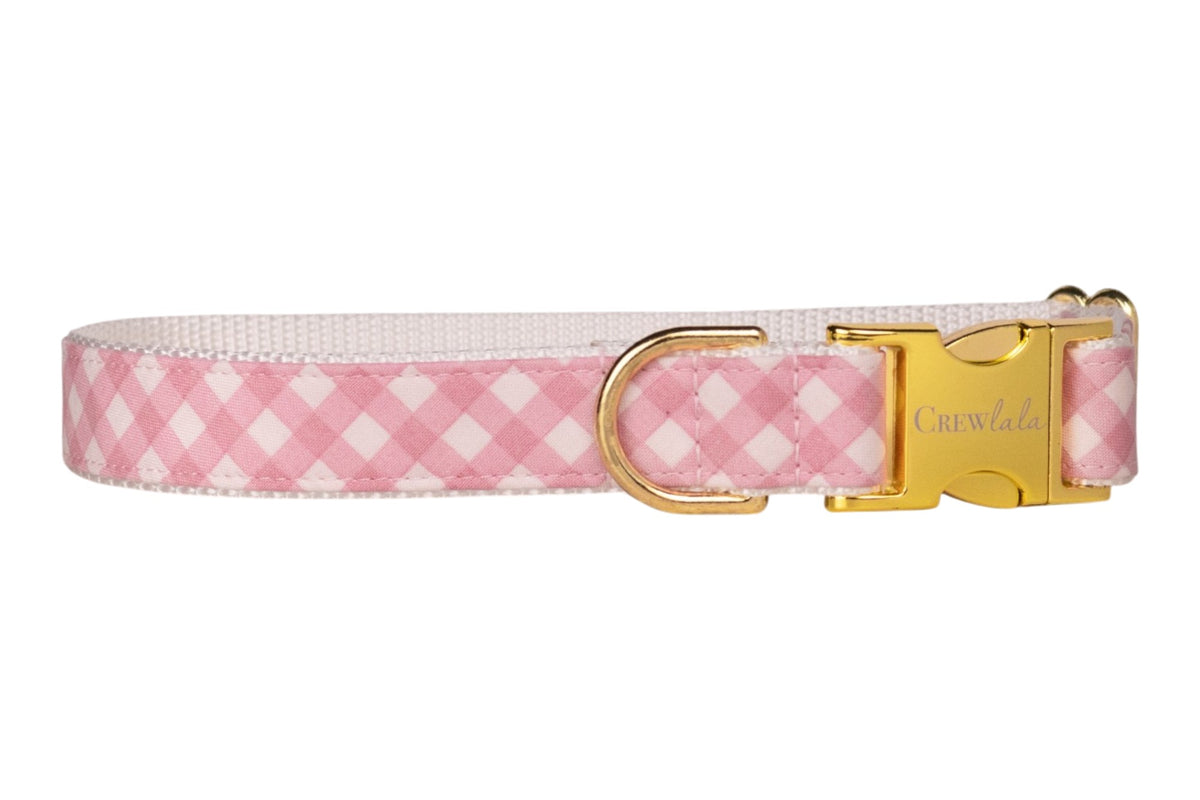 Blush and Bashful Picnic Plaid Belle Bow Dog Collar