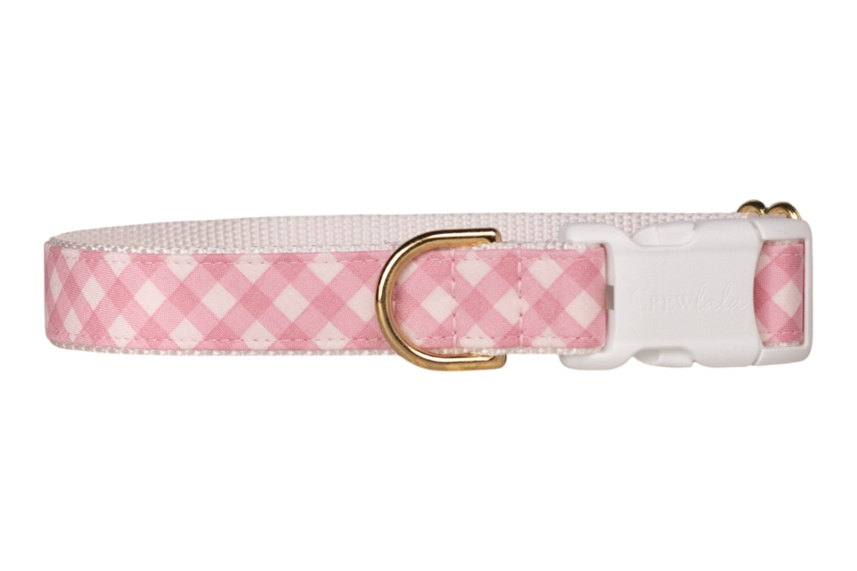 Blush and Bashful Picnic Plaid Belle Bow Dog Collar