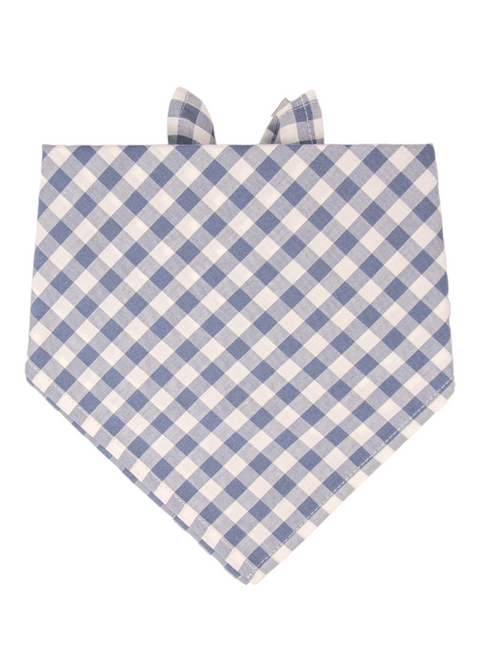 Slate Blue Check Dog Bandana