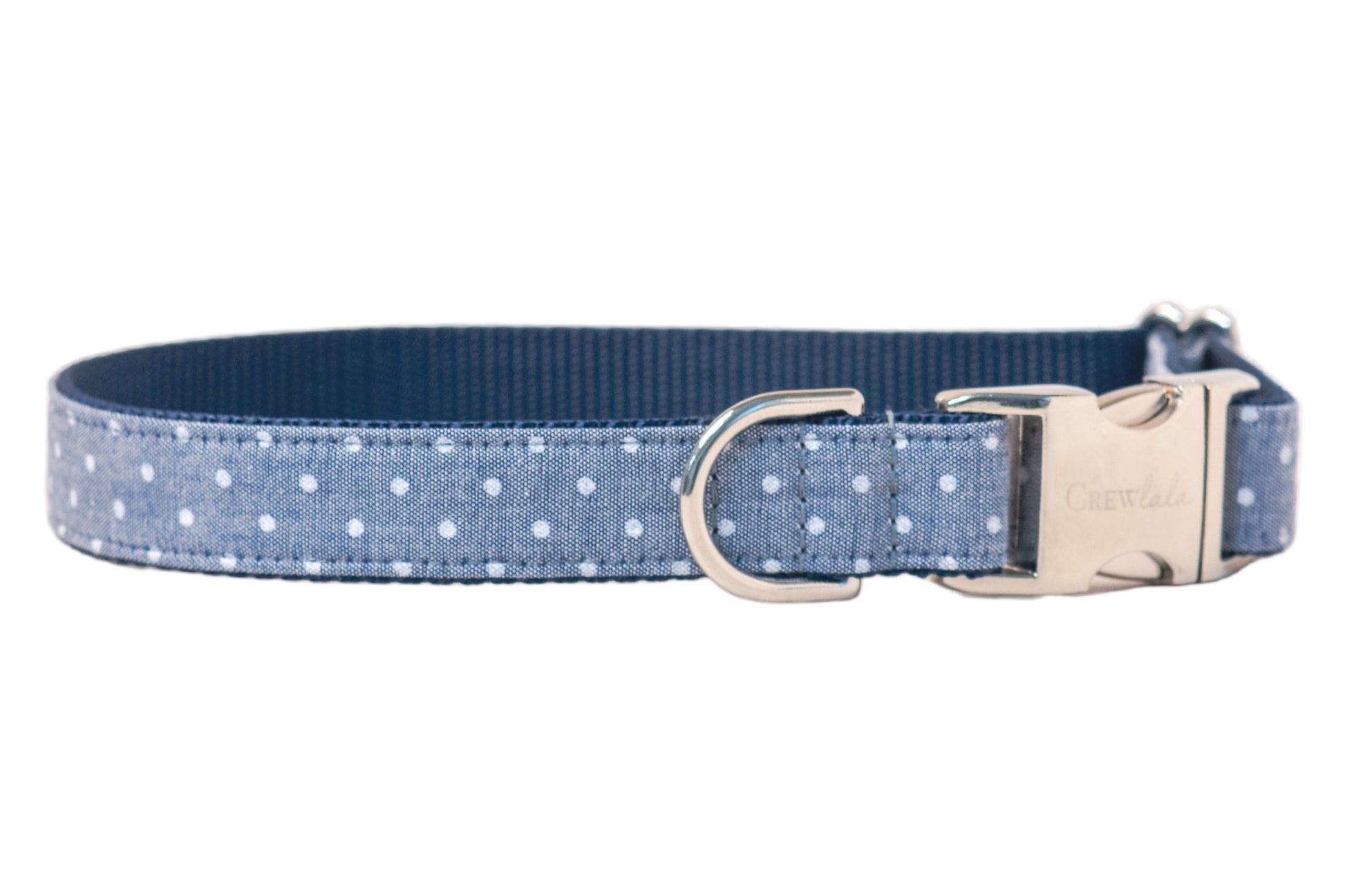 Tiny Dots on Chambray Canvas Dog Collar - Crew LaLa