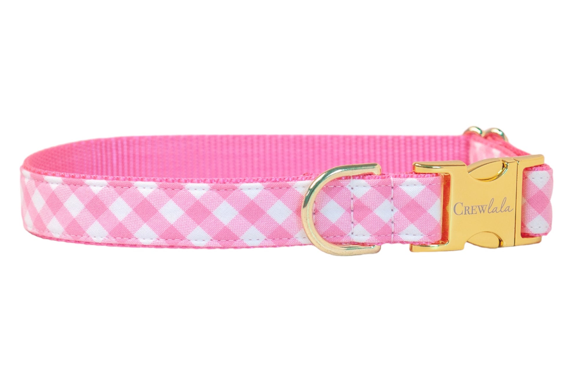 Pink Picnic Plaid Belle Bow Dog Collar - Crew LaLa