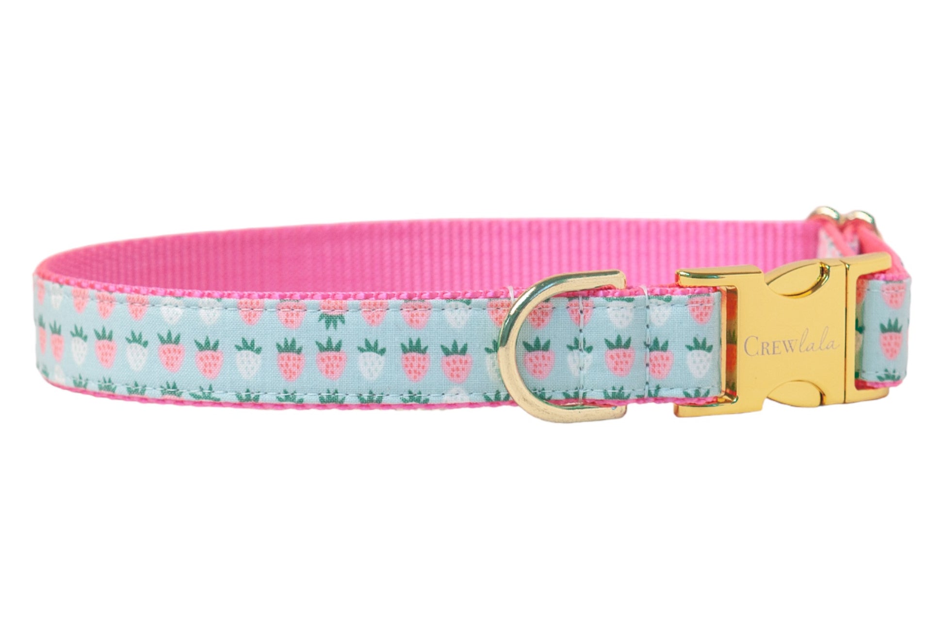 Mint Strawberries Dog Collar - Crew LaLa