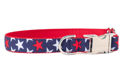 Patriotic Stars Belle Bow Dog Collar - Crew LaLa