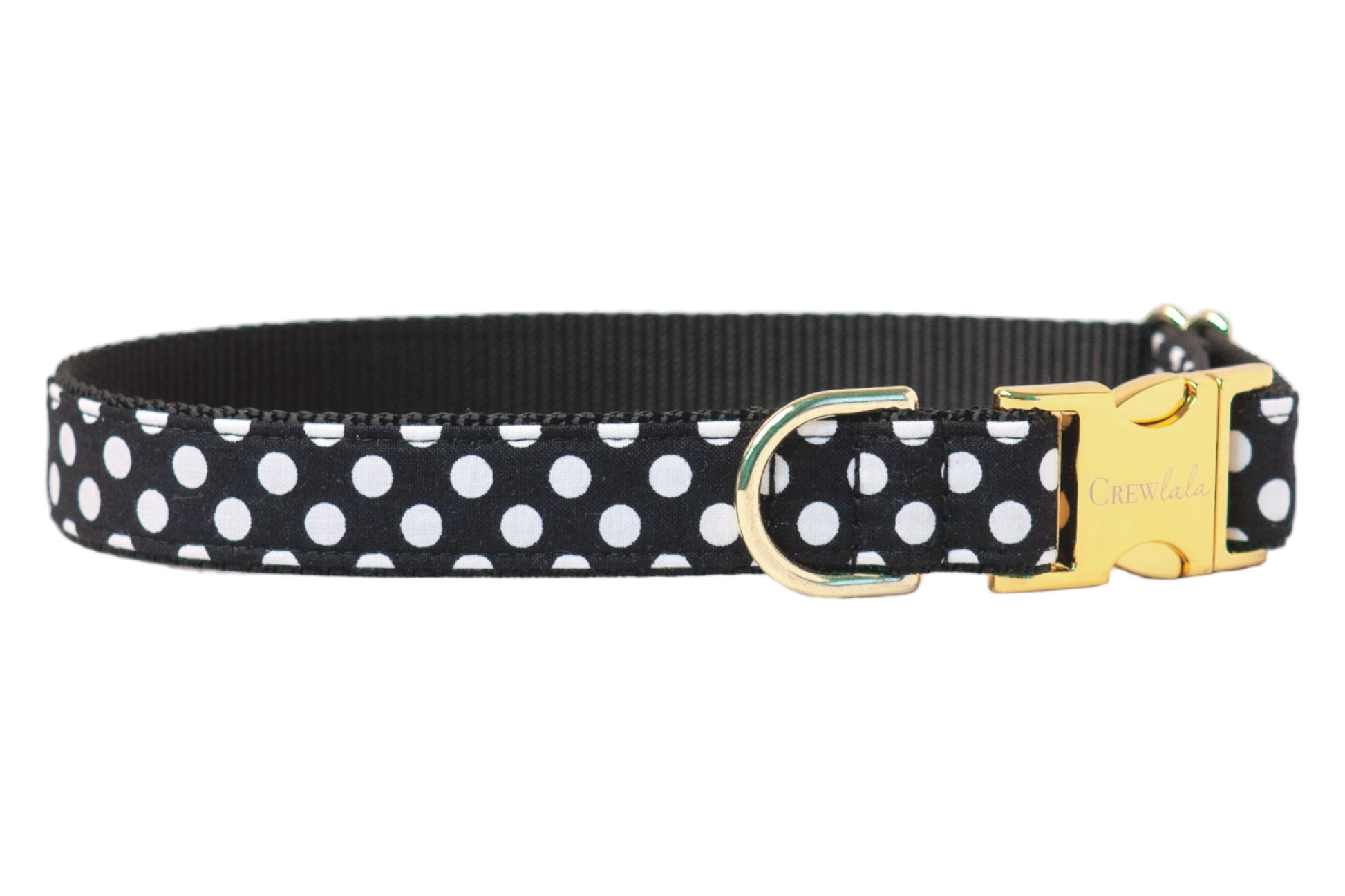 Black & White Polka Dot Belle Bow Dog Collar - Crew LaLa