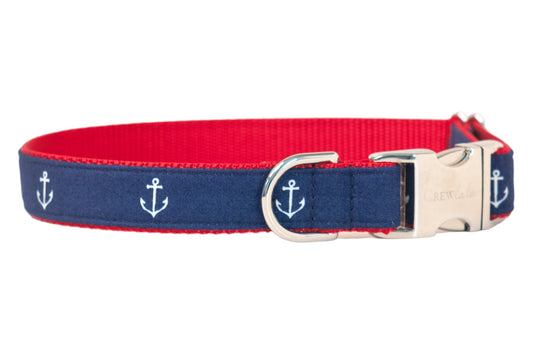 Navy Anchors Dog Collar - Crew LaLa