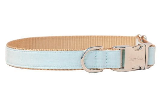 Aqua Linen Dog Collar - Crew LaLa