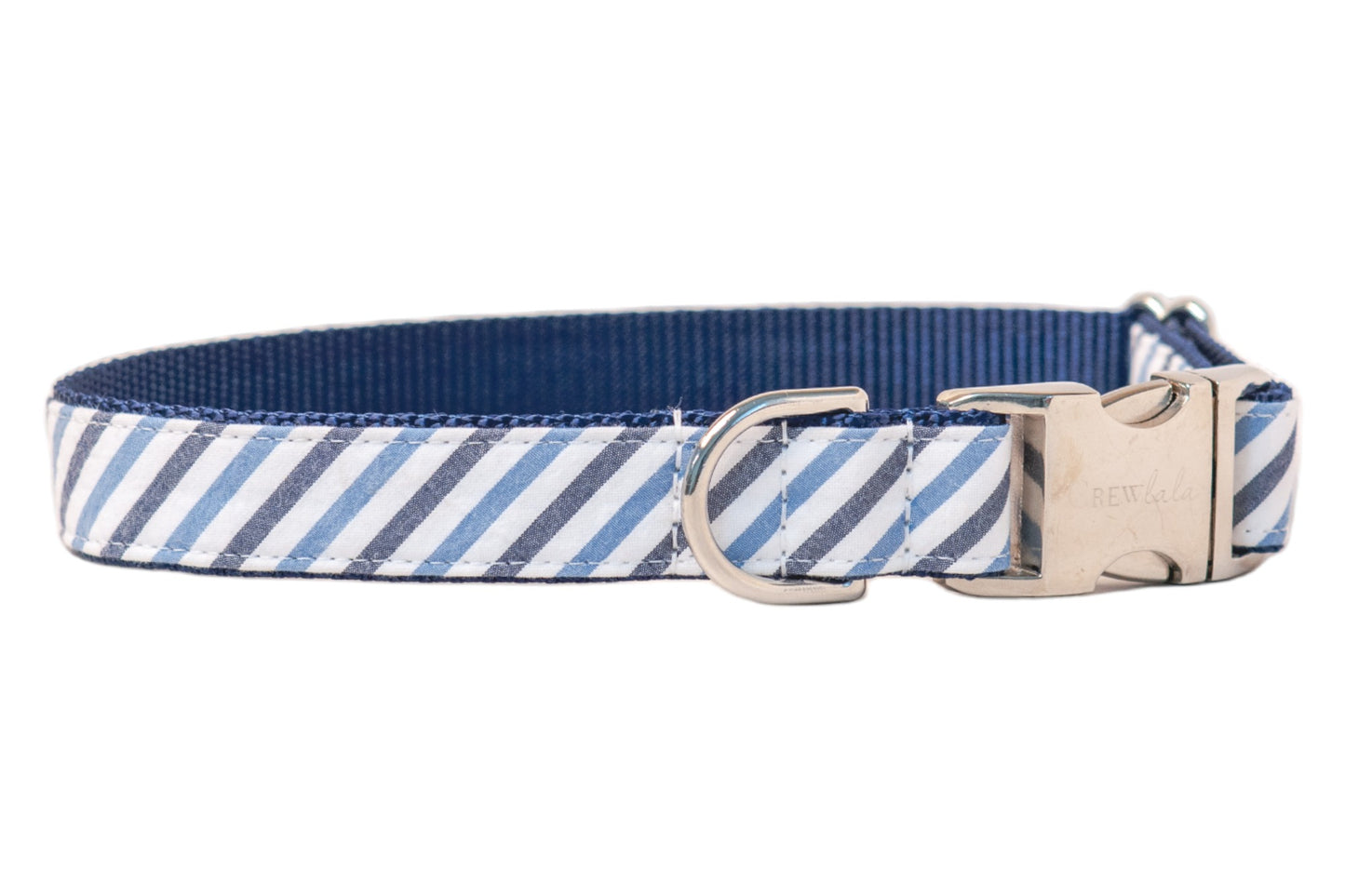 Blue & Navy Seersucker Bow Tie Dog Collar - Crew LaLa