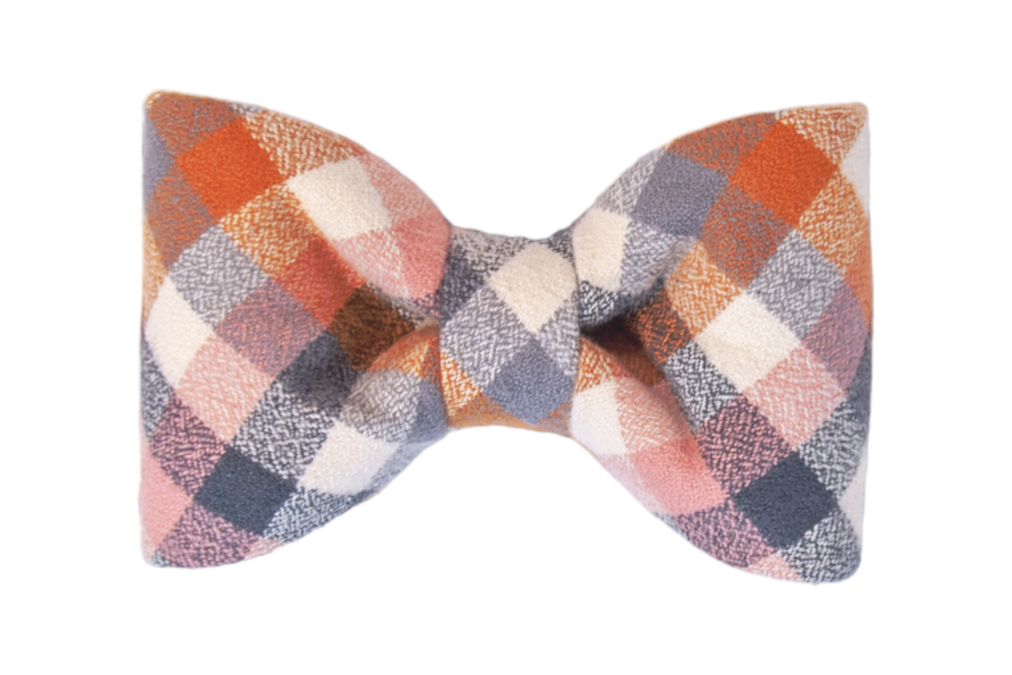 Cozy up your pet's style with this warm-toned plaid flannel dog bow tie, perfect for autumn adventures.