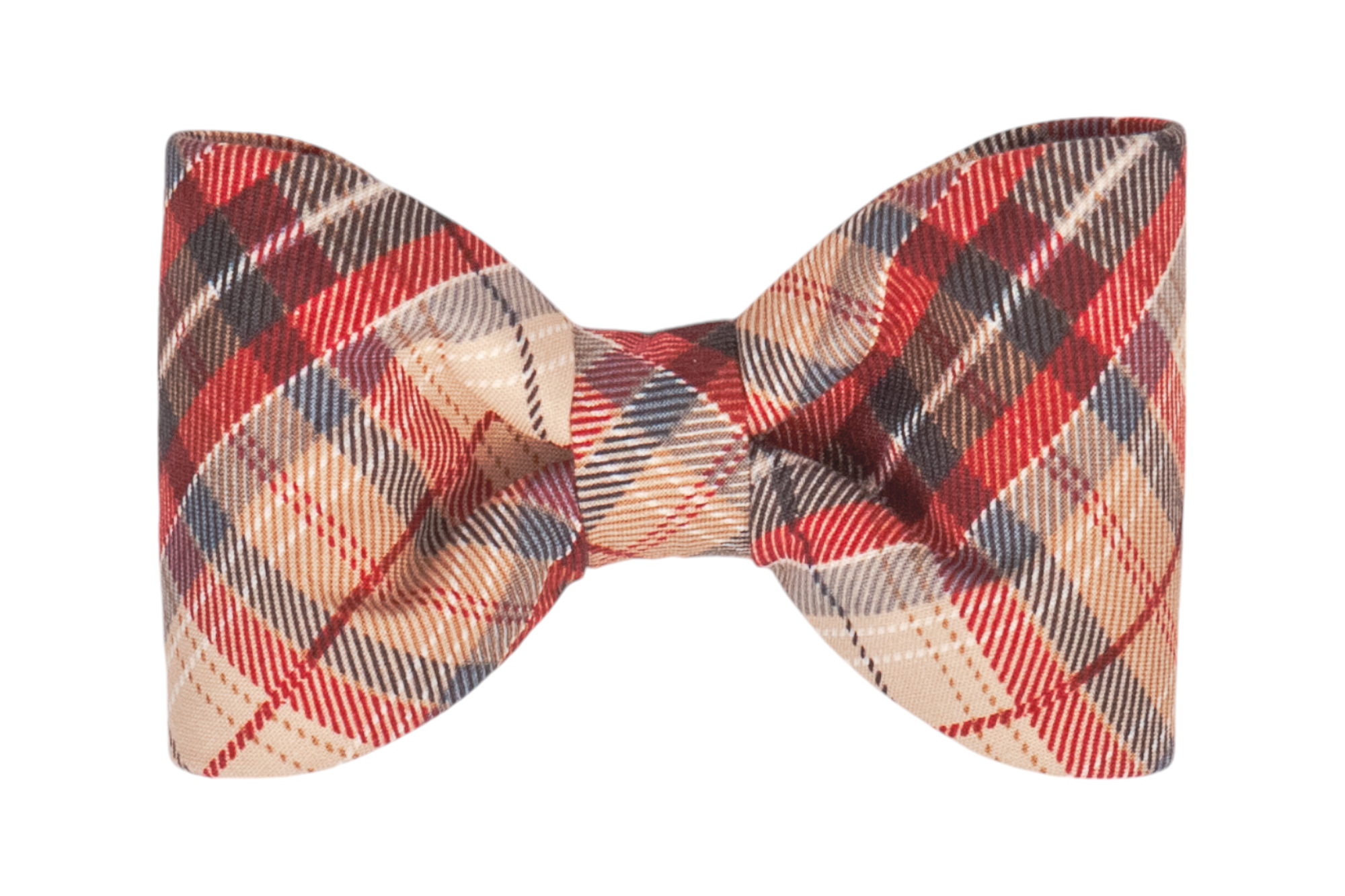Classic dog bow tie featuring a cozy plaid pattern. The symmetrical shape gives a polished, timeless look. Handmade in Charleston, SC.