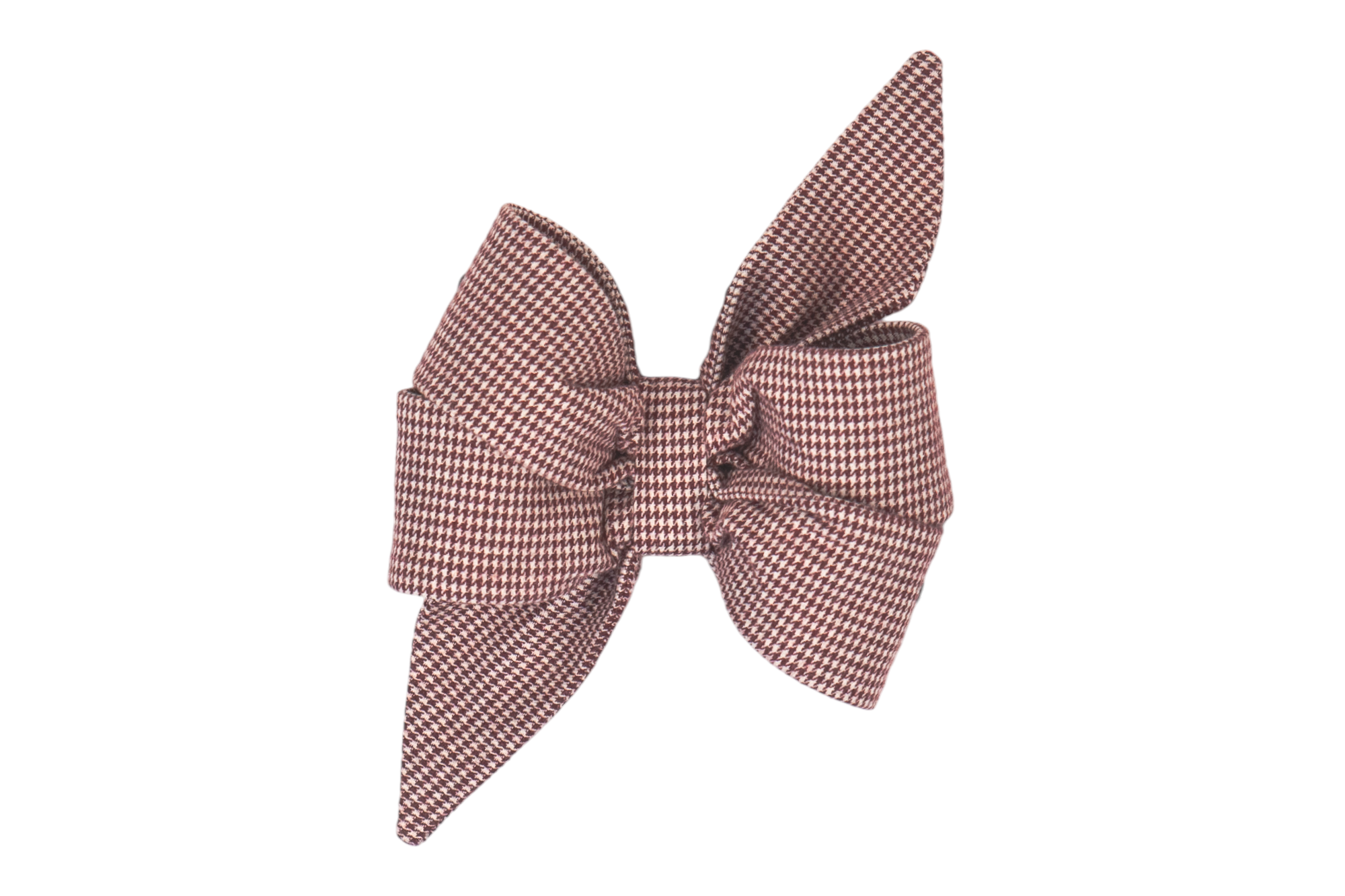 Handcrafted bow tie for dogs, showcasing a rich crimson houndstooth design, ideal for fall-inspired outings or a dapper everyday look.