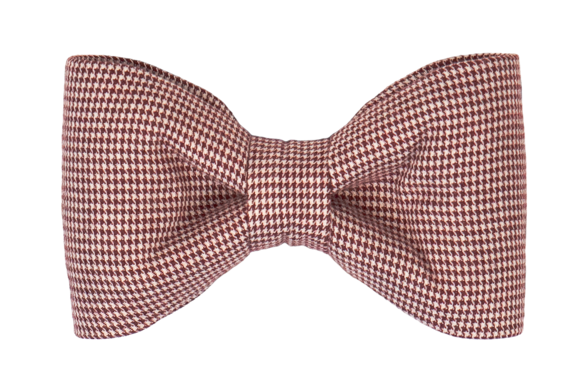Handcrafted bow tie for dogs, showcasing a rich crimson houndstooth design, ideal for fall-inspired outings or a dapper everyday look.