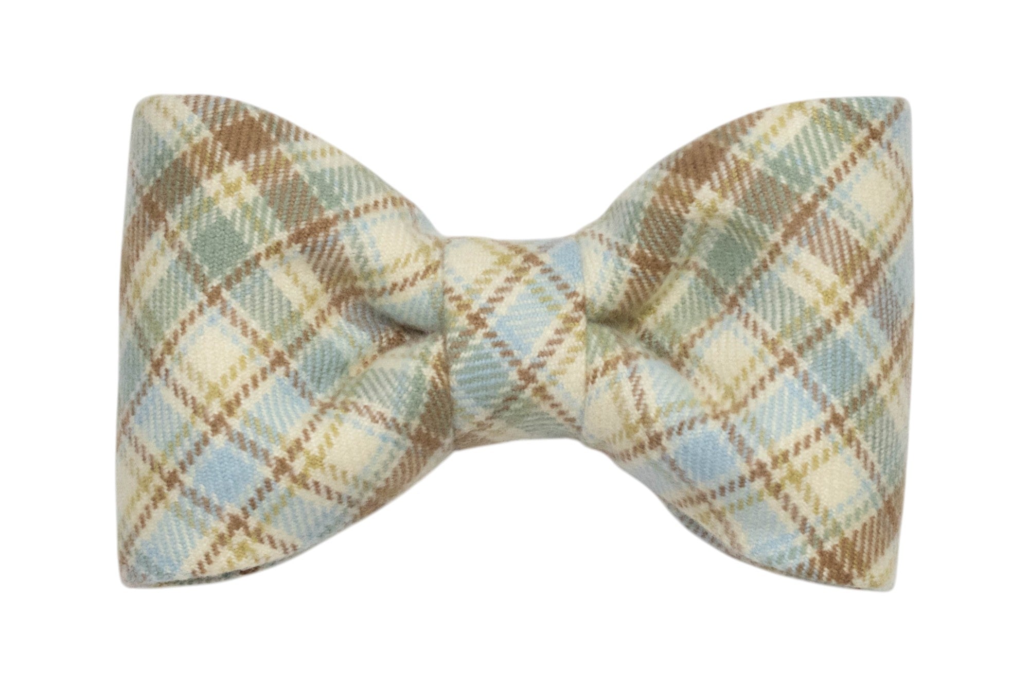This detachable dog bow tie brings vintage vibes and modern charm with a soft plaid pattern in earthy hues—an effortless upgrade for any outfit.