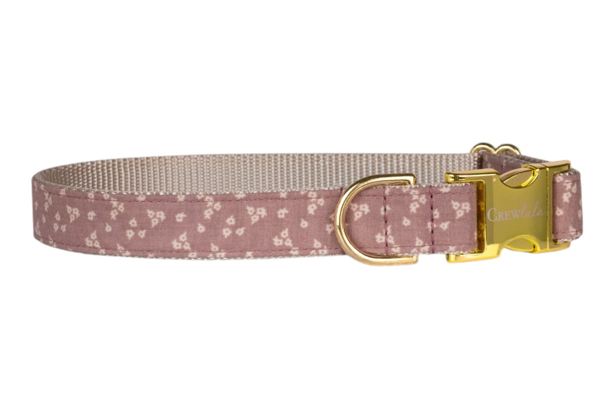 Precious Posey dog collar with nylon inner lining, D-ring and buckle - Crew LaLa