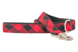 Red and Black Buffalo Plaid Dog Leash
