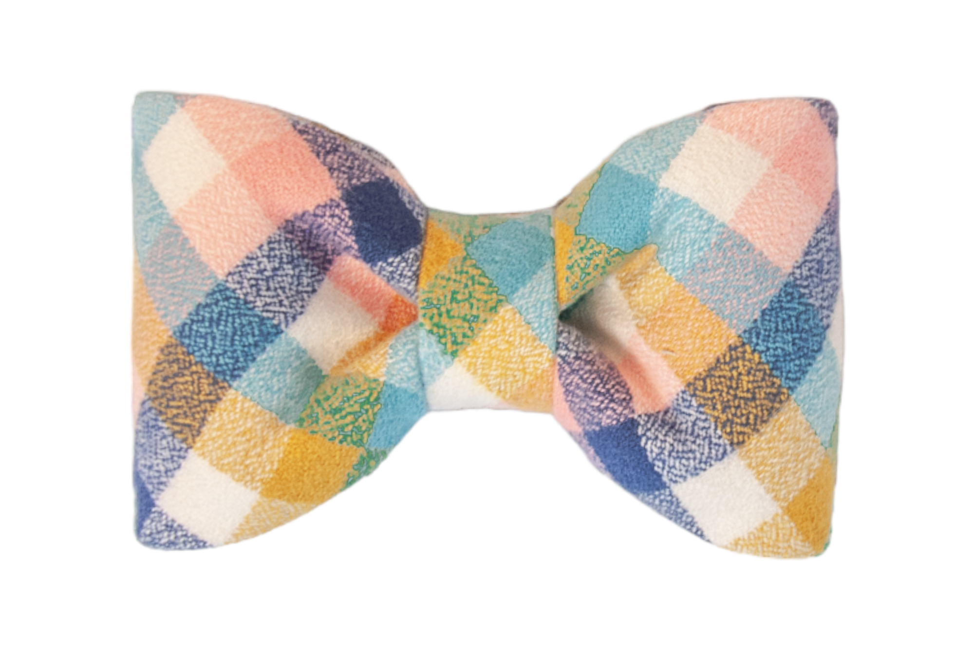 Brighten up your pet's look with this pastel checkered bow tie for dogs, designed for a cheerful and whimsical appearance.
