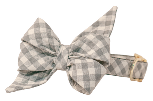 Sea Glass Plaid Belle Bow Dog Collar - Crew LaLa