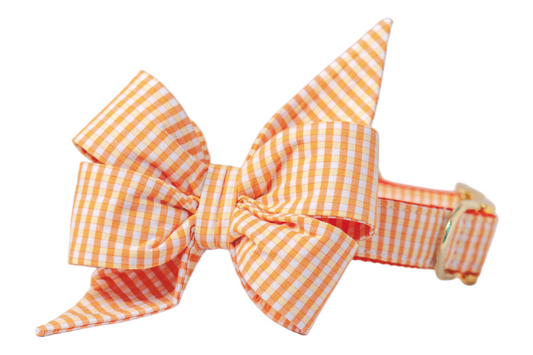 Sunny Gingham Belle Bow Dog Collar - Crew LaLa