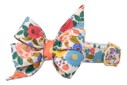 English Garden Belle Bow Dog Collar - Crew LaLa