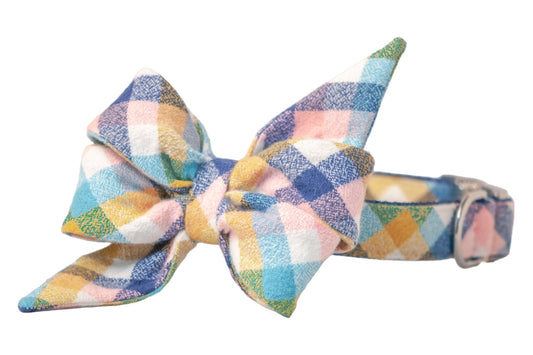 Sun Valley Flannel Belle Bow Dog Collar - Crew LaLa