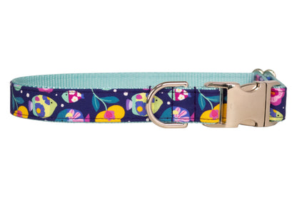 Floral Fish Belle Bow Dog Collar - Crew LaLa