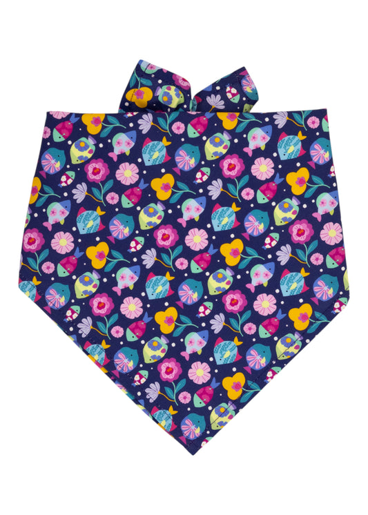 Floral Fish Dog Bandana