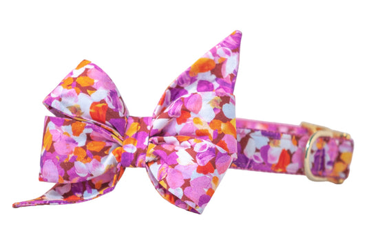 Zinnia Petals Belle Bow Dog Collar - Crew LaLa