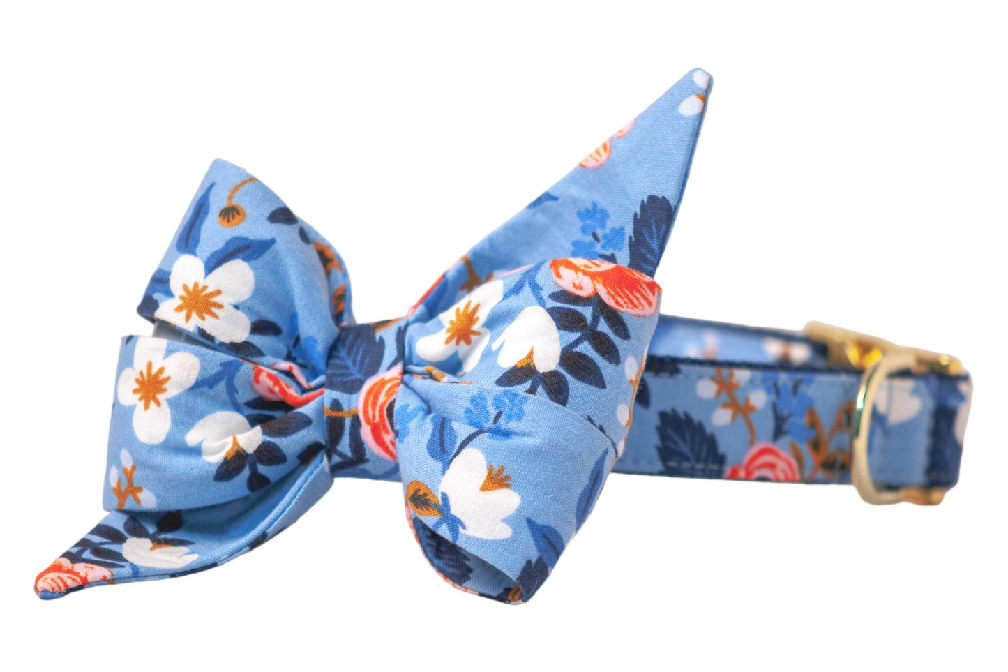 Periwinkle Blossoms Belle Bow Dog Collar
