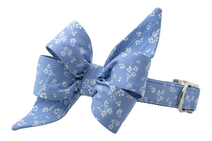French Blue Blooms Belle Bow Collar - Crew LaLa