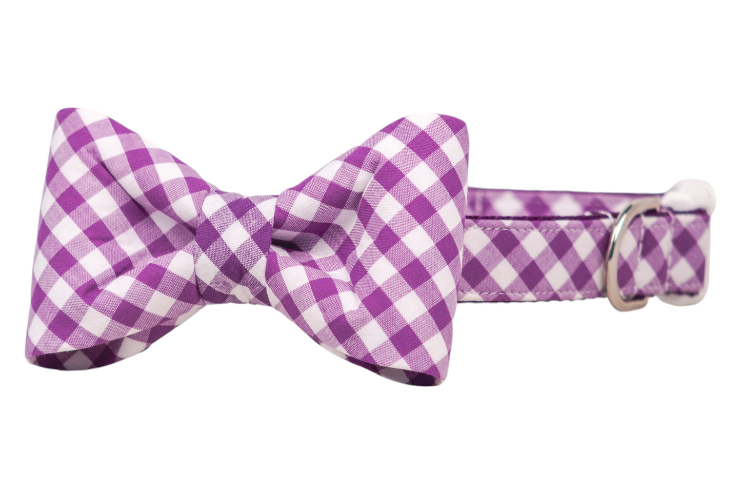 Grape Picnic Plaid Bow Tie Dog Collar
