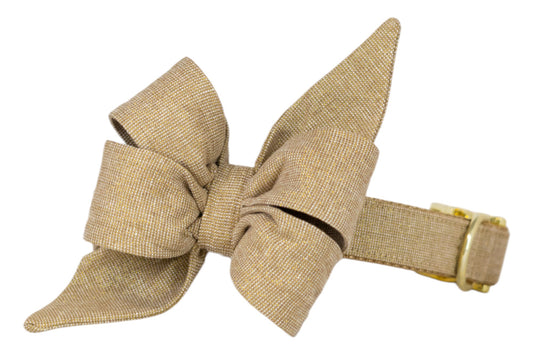 Golden Glitter Belle Bow Dog Collar - Crew LaLa