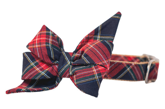 Crew's Plaid Belle Bow Dog Collar - Crew LaLa