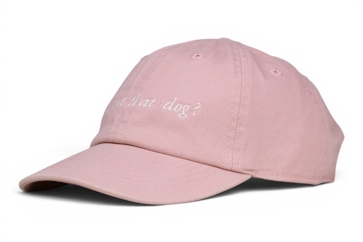 Pink can i pet that dog? Baseball Hat