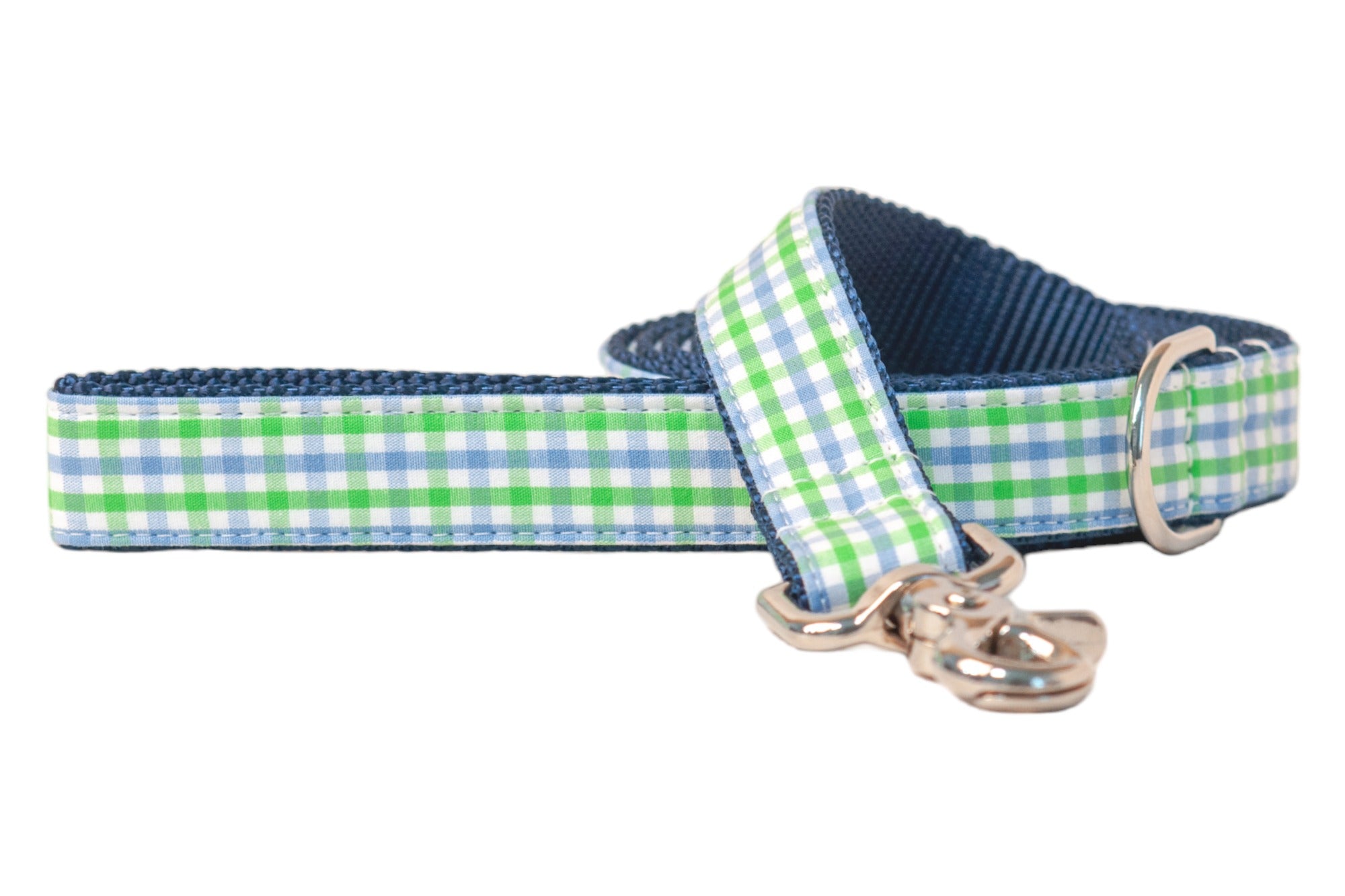 Lime and Blue Island Gingham Dog Leash - Crew LaLa