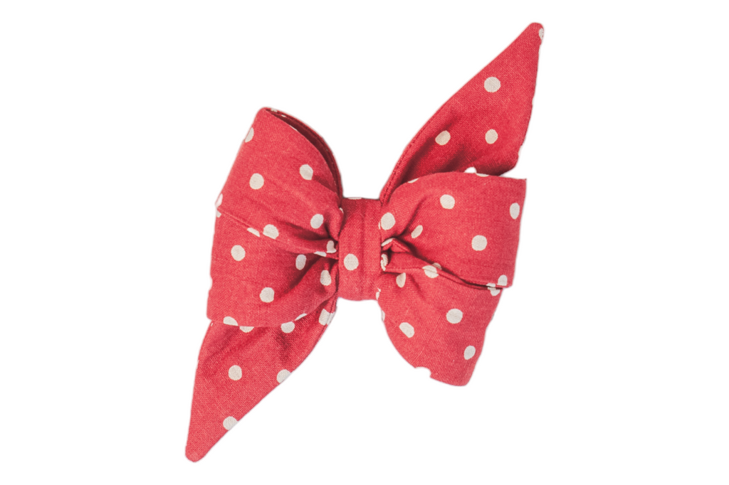Ivory Dot on Ruby Red Belle Bow