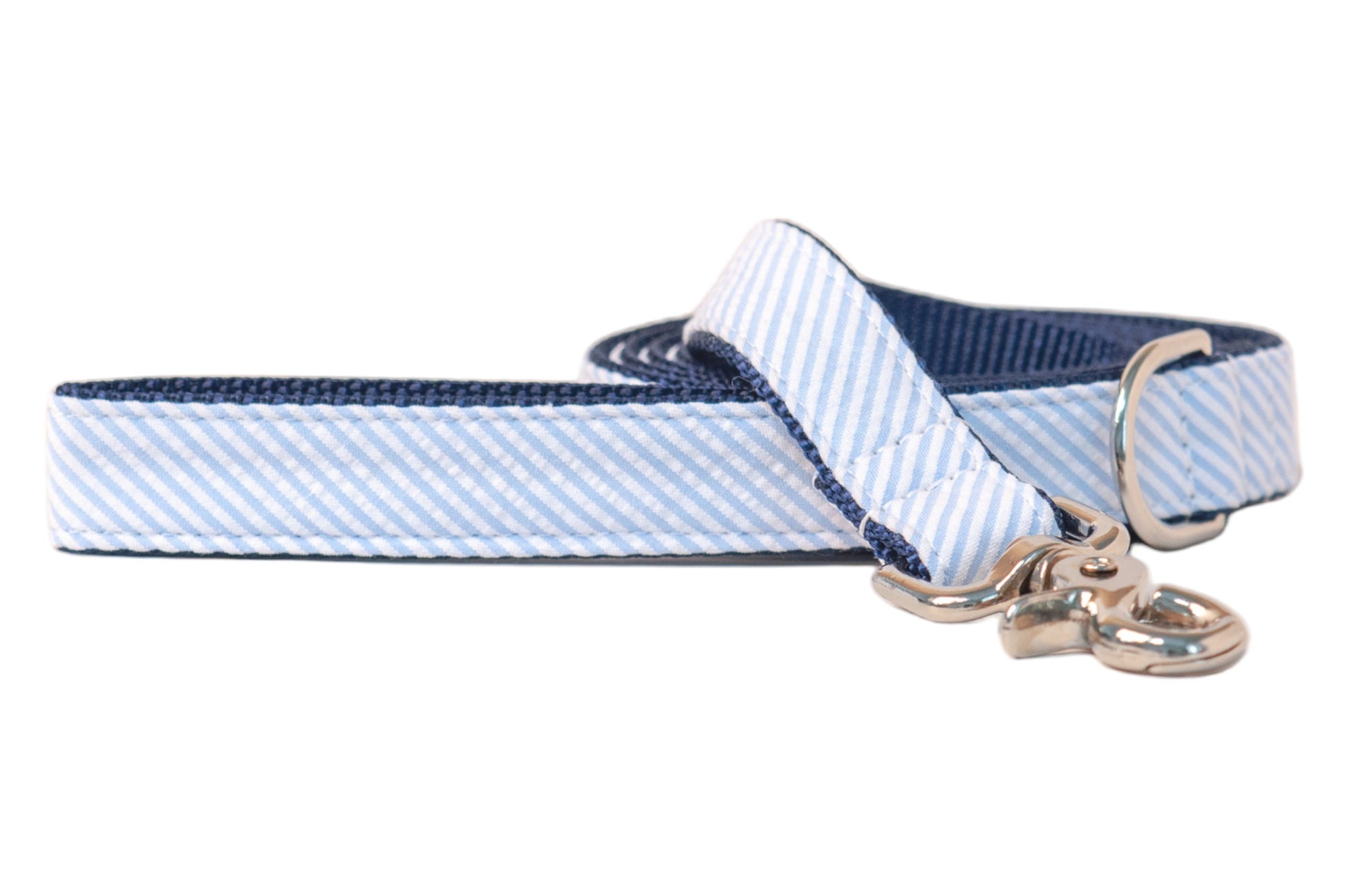 Light Blue Seersucker Dog Leash - Crew LaLa